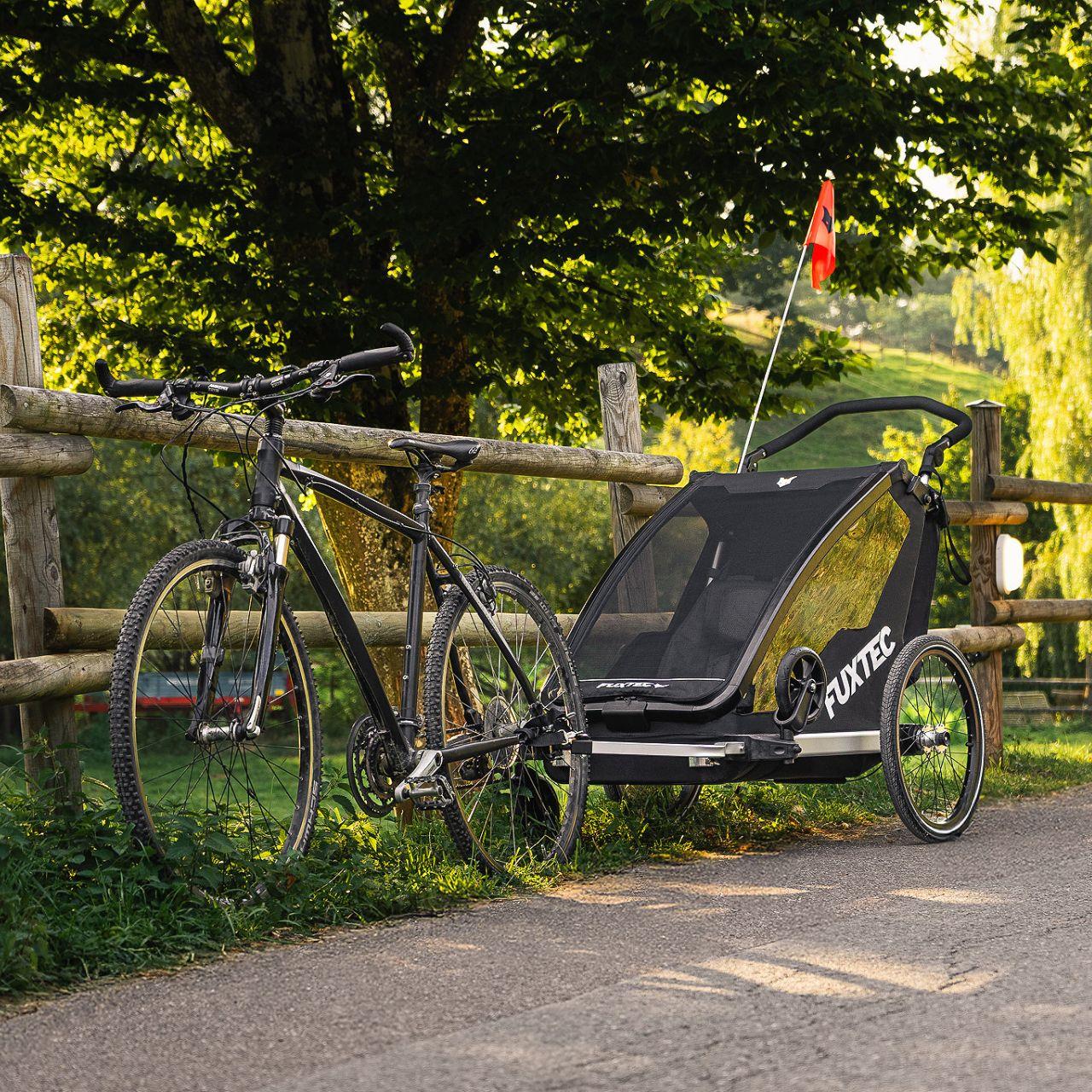 FUXTEC Fahrradanhänger/Jogger FX-FA1-SET-SCHWARZ mit Jogger-Rad