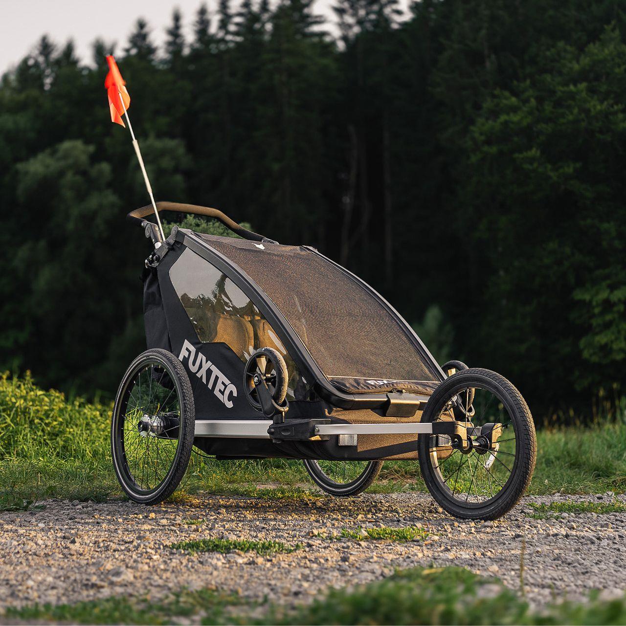 FUXTEC Fahrradanhänger/Jogger FX-FA1-SET-SCHWARZ mit Jogger-Rad