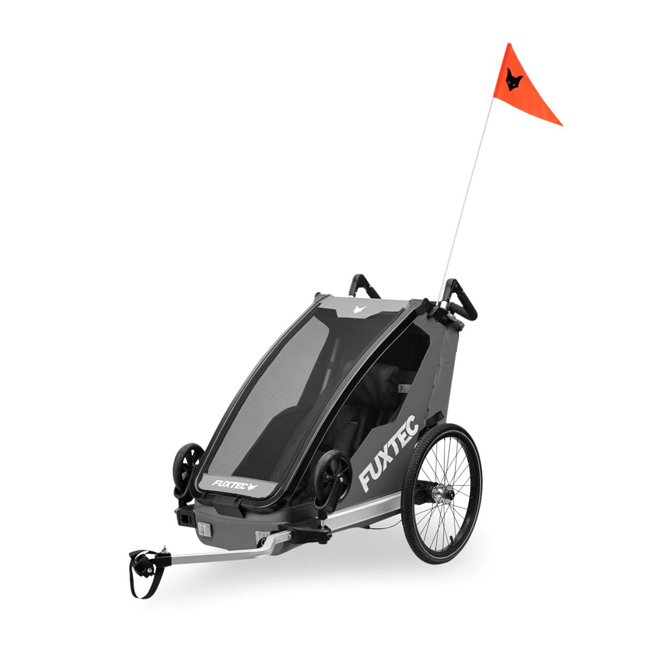 FUXTEC Fahrradanhänger FX-FA1S grau mit Joggerrad