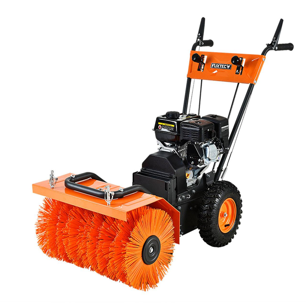 Bild 1 B-WARE FUXTEC Benzin Kehrmaschine Set FX-KM196-SET3 mit Schneeschild und Kehrgutsammelbehälter