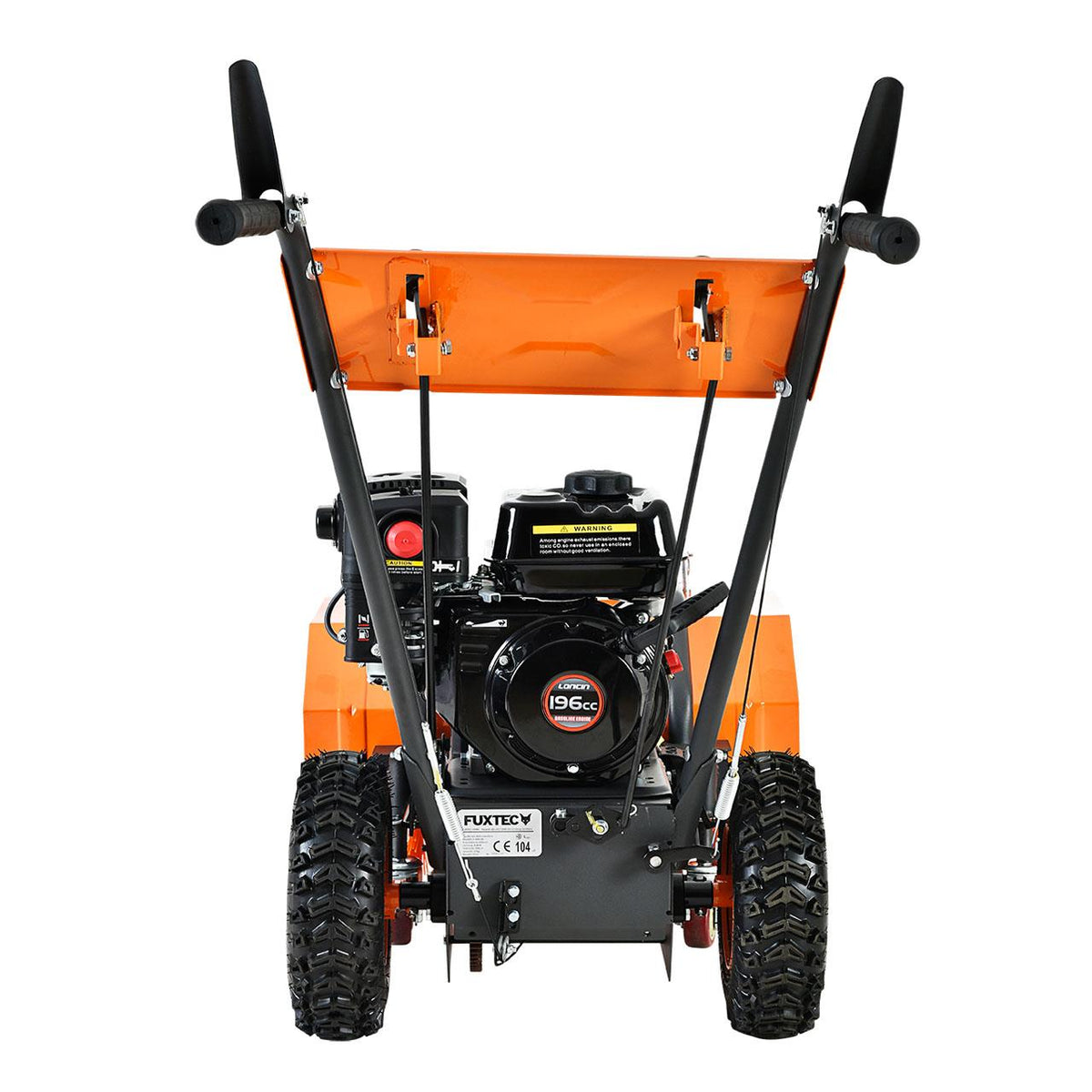 Bild 1 B-WARE FUXTEC Benzin Kehrmaschine Set FX-KM196-SET3 mit Schneeschild und Kehrgutsammelbehälter