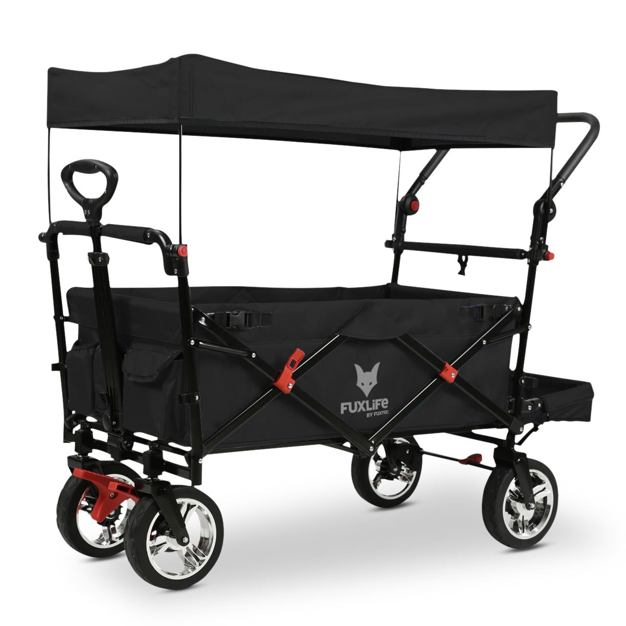FUXTEC Bollerwagen FX-CT800 mit UV-geschütztem Sonnendach,Schiebegriff & Innenraumverlängerung