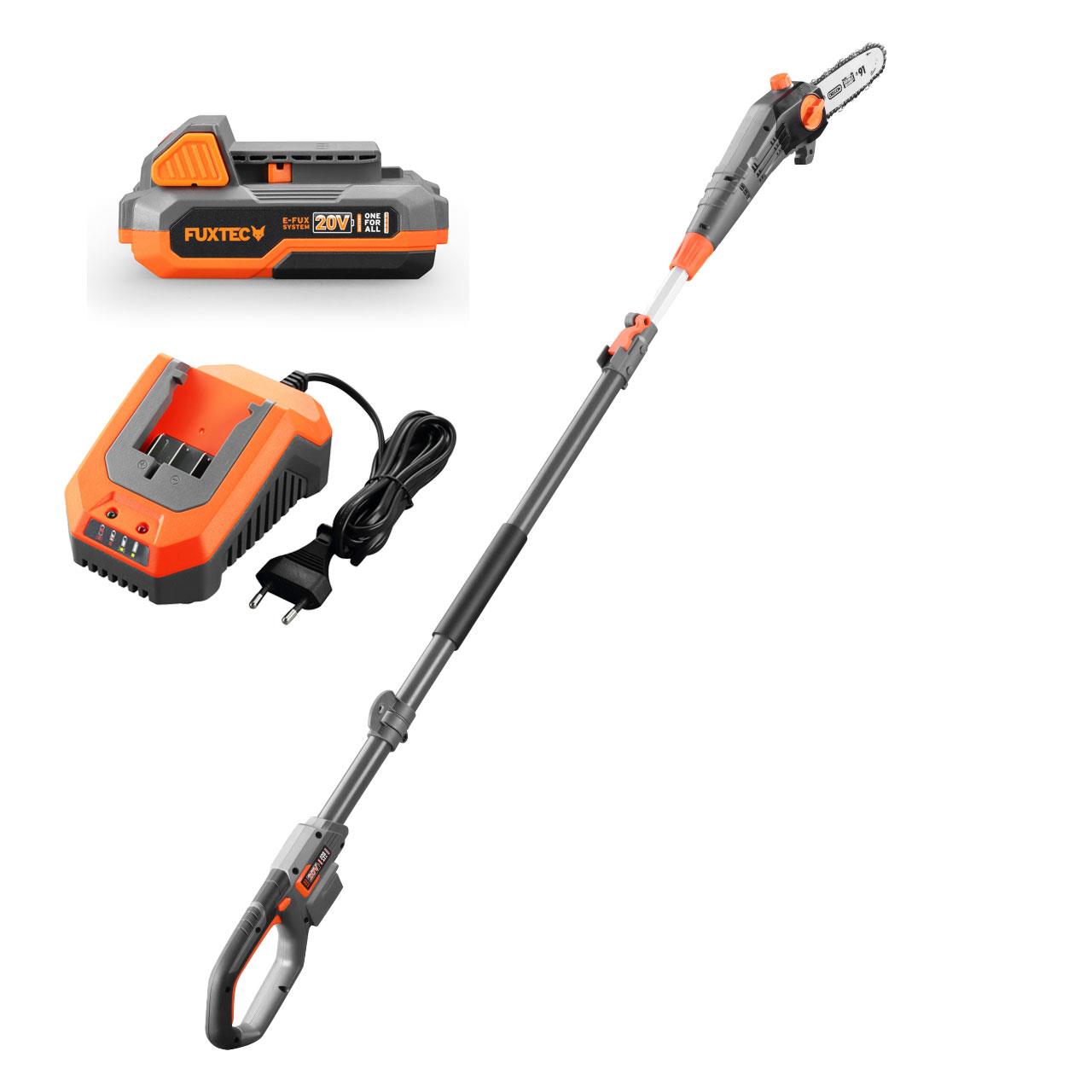 B-WARE FUXTEC 20V Akku Hochentaster FX-E1HE20 SET mit 1 x Akku 2Ah, 1 x Ladegerät 2,4A
