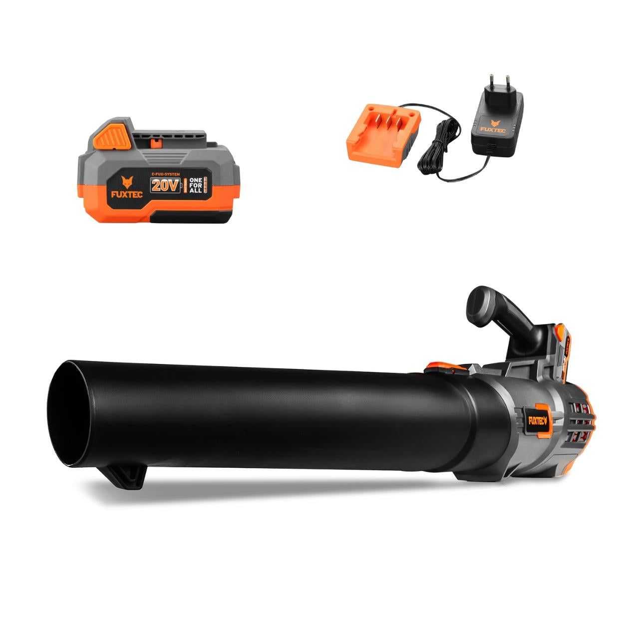 B-WARE FUXTEC 20V Akku Laubbläser FX-E1LB20 SET 3 mit 1 x Akku 4Ah, 1 x Ladegerät 1A