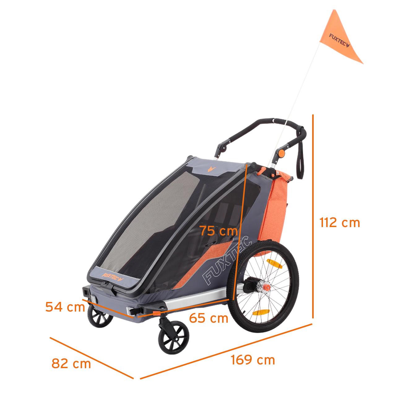 FUXTEC Fahrradanhänger/Jogger FX-FA1-SET-BLAU  mit Jogger-Rad