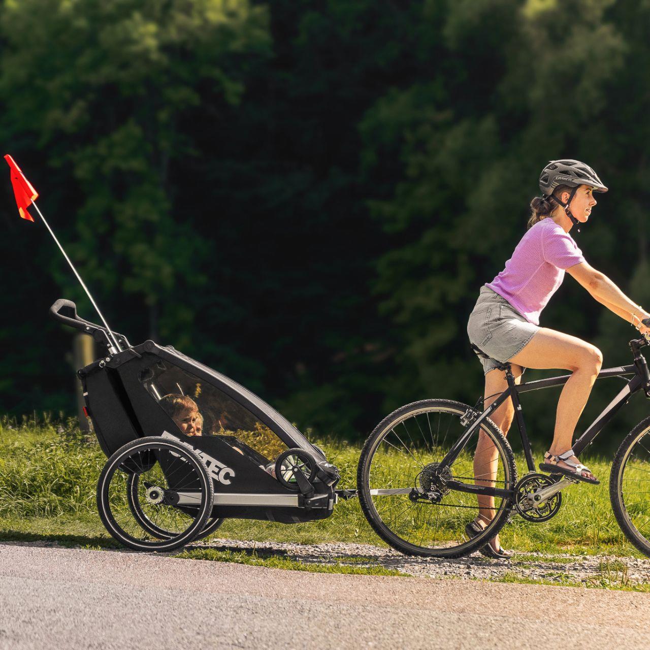 FUXTEC Fahrradanhänger/Jogger FX-FA1-SET-BLAU  mit Jogger-Rad