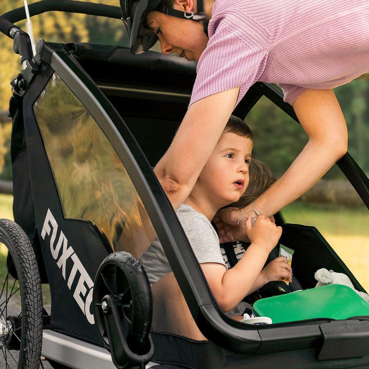 FUXTEC Fahrradanhänger/Jogger FX-FA1-SET-GRAU mit Jogger-Rad