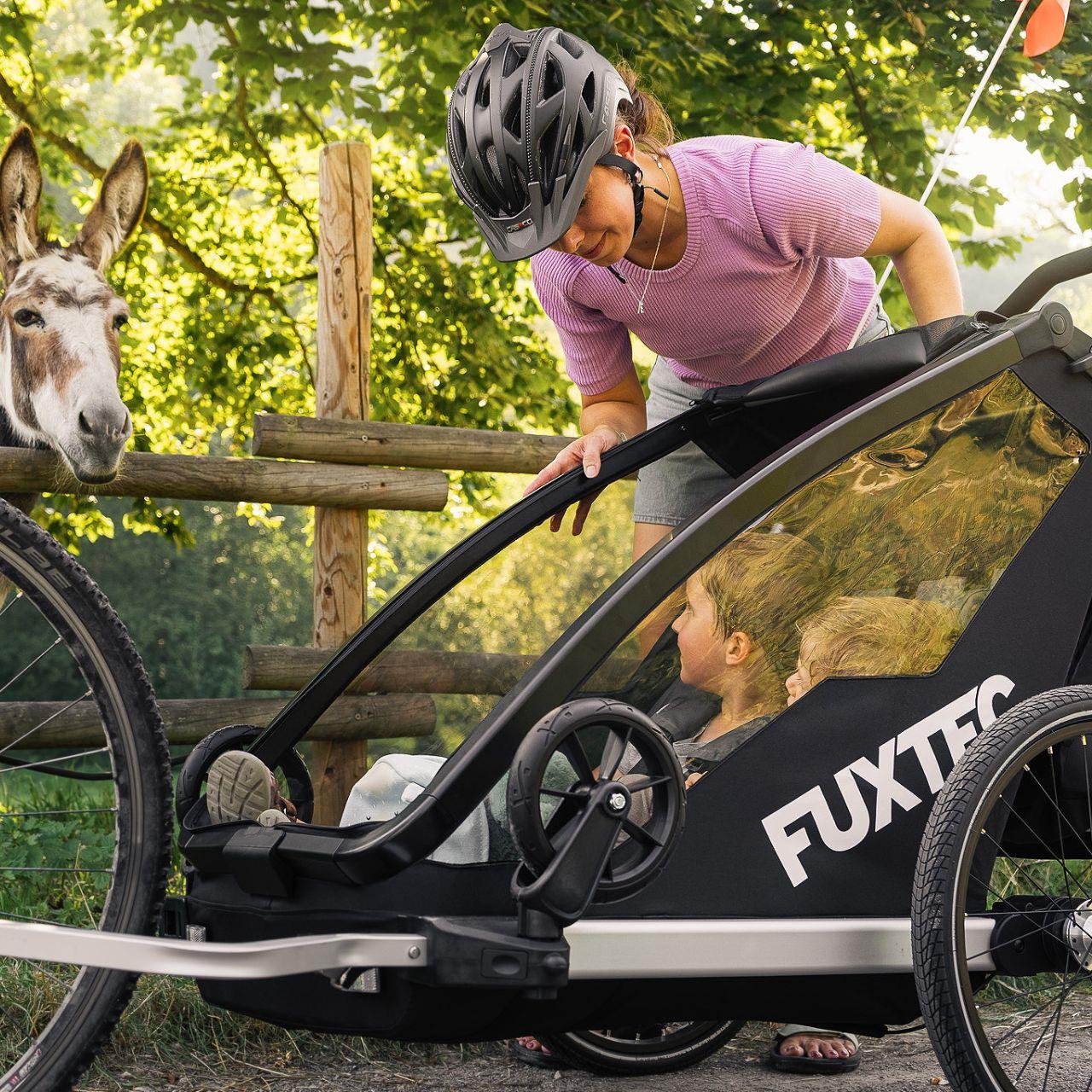FUXTEC Fahrradanhänger/Jogger FX-FA1-SET-SCHWARZ mit Jogger-Rad