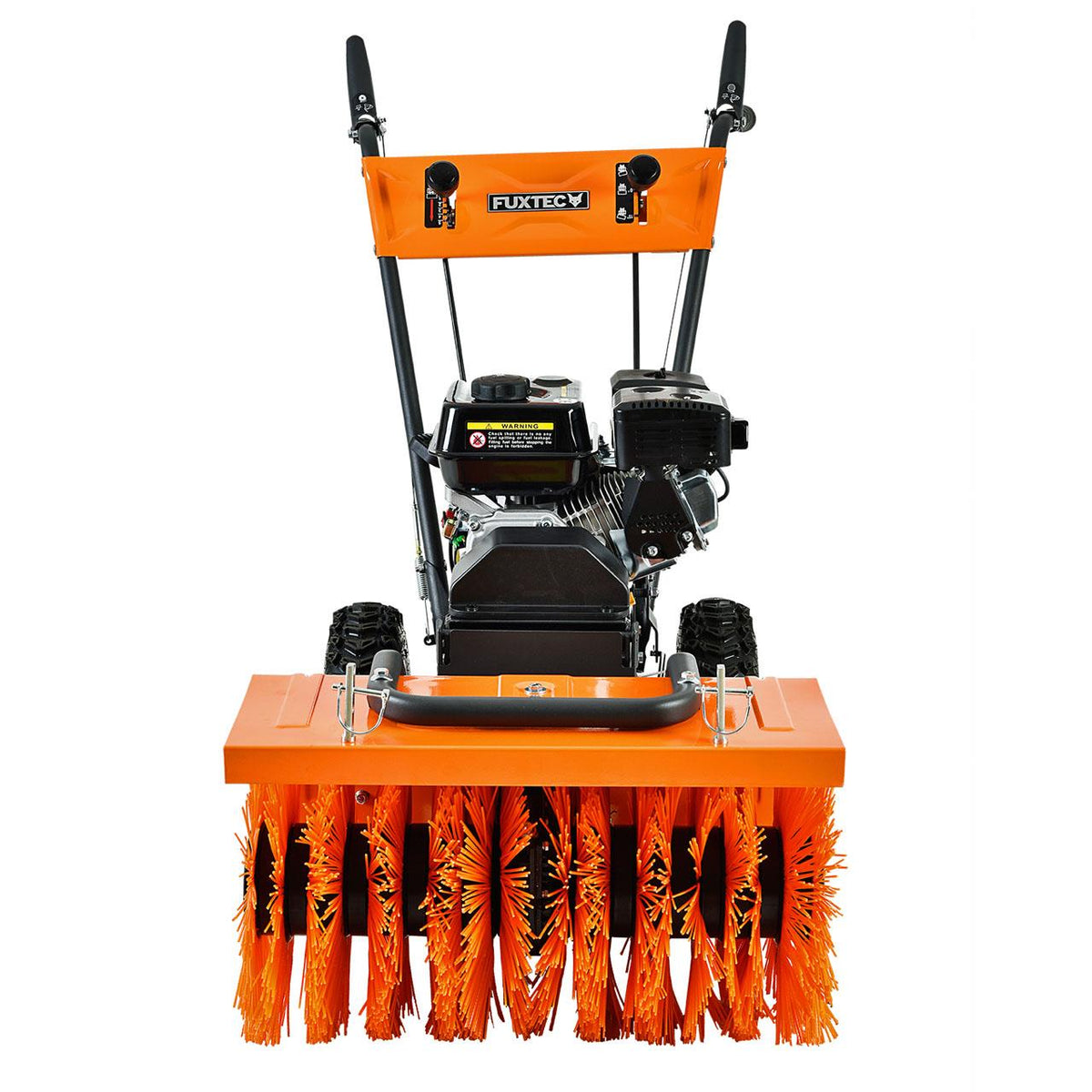 Bild 1 B-WARE FUXTEC Benzin Kehrmaschine Set FX-KM196-SET3 mit Schneeschild und  Kehrgutsammelbehälter