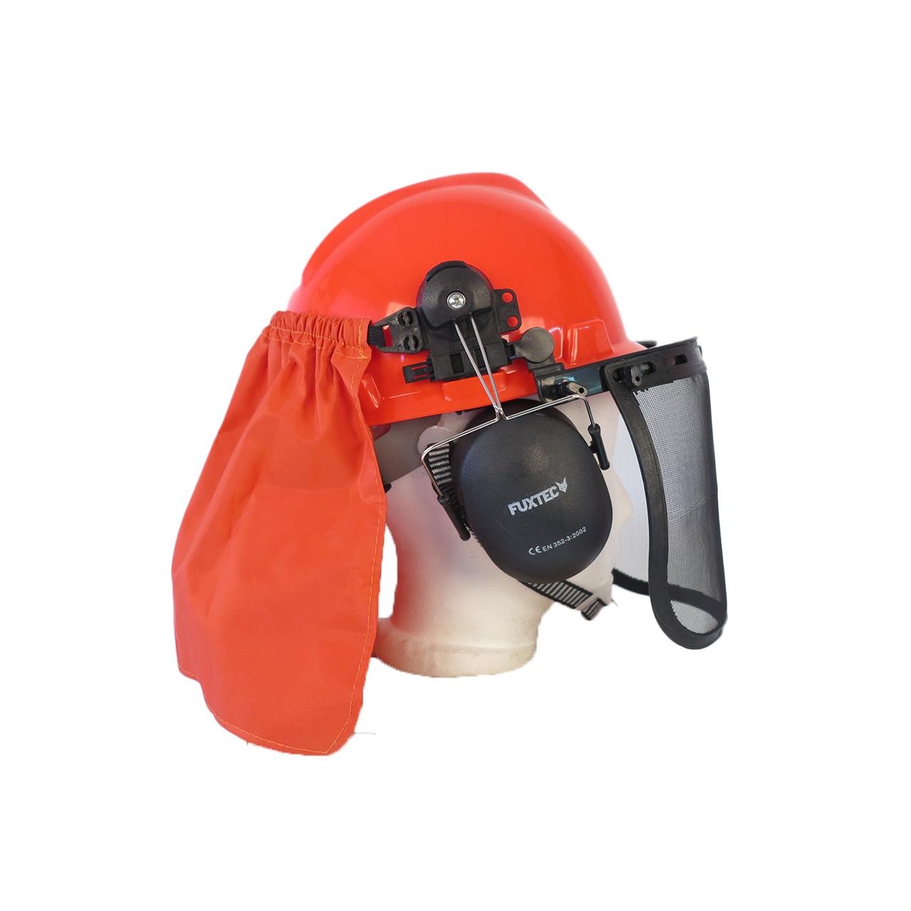 B-WARE FUXTEC Forstschutzhelm mit Nackenschutz